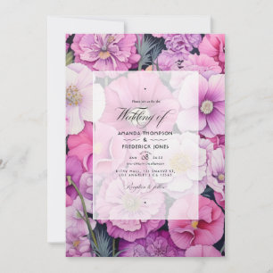 Fondant Pink Floral Wedding Einladung