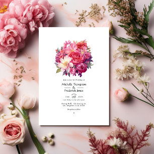 Fondant rosa Hochzeit mit Blumen Einladung