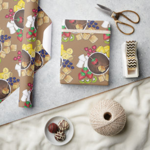 Fondue Fruit Cake Berries Marshmallow Dessert Geschenkpapier