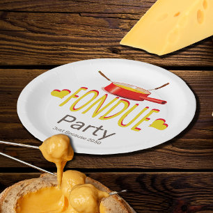 Fondue Herz und Topf - Party Pappteller