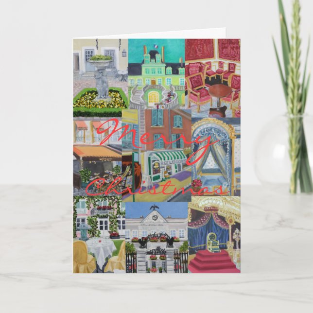 Fontainebleau Merry Christmas Collage Feiertagskarte (Vorderseite)