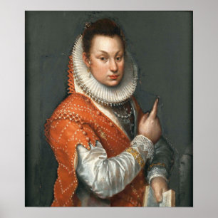 Fontana - Dame mit Rüsche, die ein Buch in der lin Poster