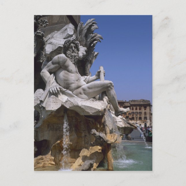 Fontana dei Quattro Fiumi, Piazza Navona, Rom, Postkarte (Vorderseite)