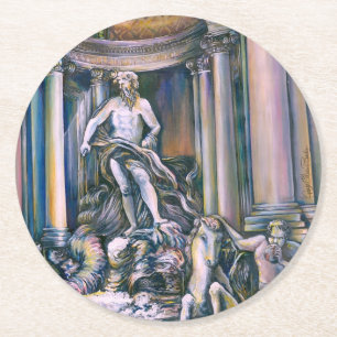 Fontana Di Trevi, Roma, Italien Runder Pappuntersetzer