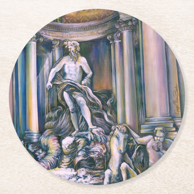 Fontana Di Trevi, Roma, Italien Runder Pappuntersetzer (Vorderseite)