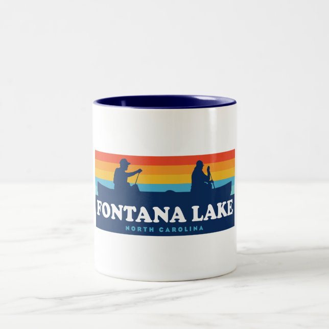 Fontana Lake North Carolina Canoe Zweifarbige Tasse (Mittel)