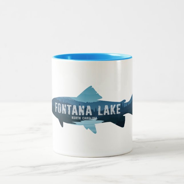 Fontana Lake North Carolina Fish Zweifarbige Tasse (Mittel)
