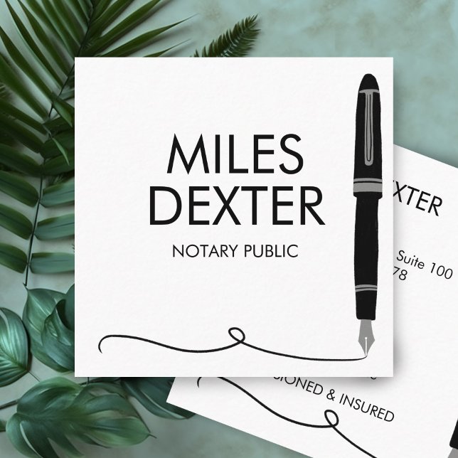 Fontäne Pen Signature Logo Notary Public Legal Quadratische Visitenkarte (Fountain Pen Signature Logo Notary Public Legal Square Business Card
)