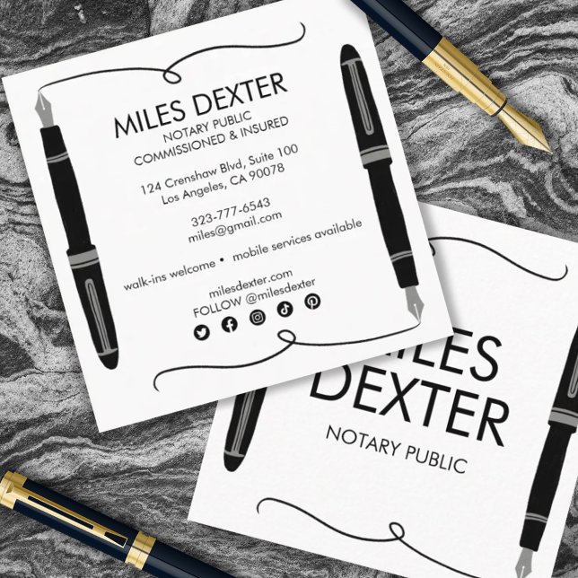Fontäne Pen Signature Logo Notary Public Legal Quadratische Visitenkarte (Von Creator hochgeladen)