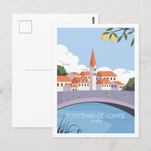 Fontenay le Comte Berühmter Reiseort Illustration Postkarte