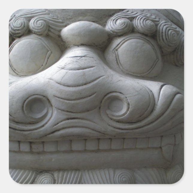 Foo Dog Face Quadratischer Aufkleber (Vorderseite)