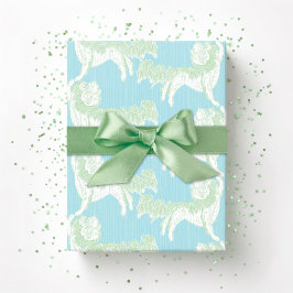 Foo Dog Waltz in Green and Aqua Geschenkpapier