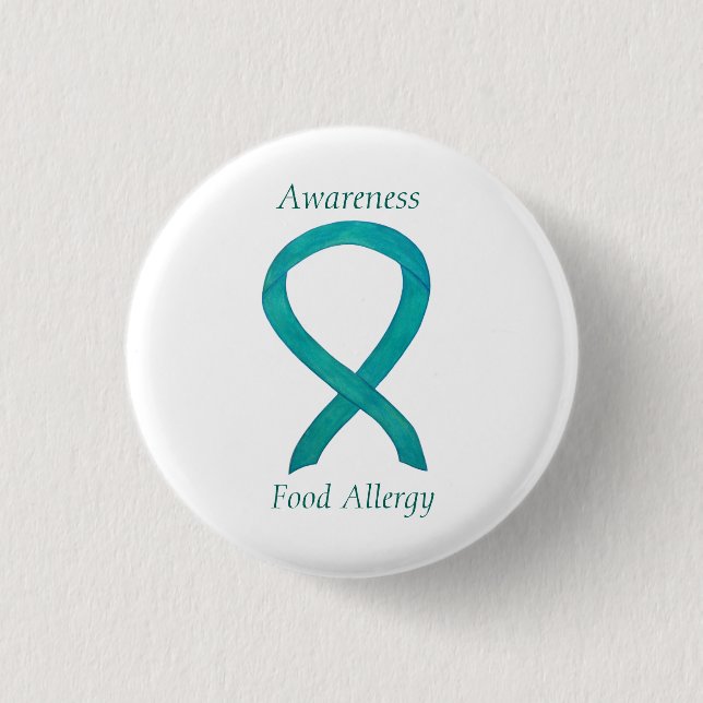 Food Allergity Awareness Green Ribbon Custom Art B Button (Vorderseite)