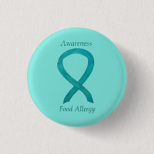 Food Allergity Awareness Green Ribbon Custom Art B Button