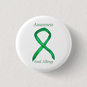 Food Allergity Awareness Green Ribbon Custom Art B Button