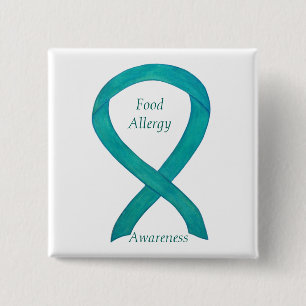 Food Allergity Awareness Green Ribbon Custom Art B Button