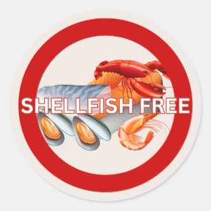 Food Allergy Alert Shellfish Free Classic Runder Aufkleber