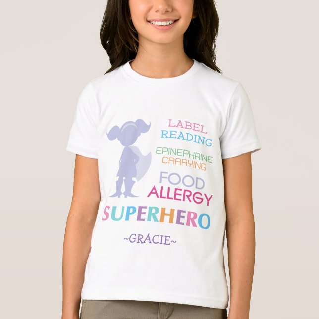 Food Allergy Alert Superhero Girls Shirt (Vorderseite)