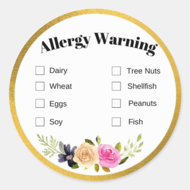Food Allergy Label Runder Aufkleber (Vorderseite)