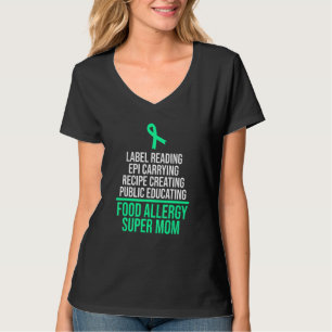 Food Allergy Mama Awareness Month Aquamarin Ribbon T-Shirt