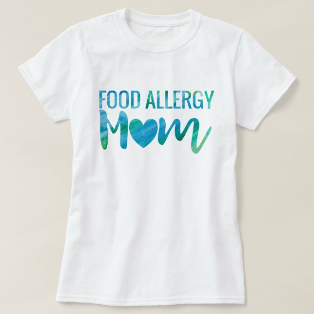 Food Allergy Mom Watercolor Typography Awareness T-Shirt (Design vorne)