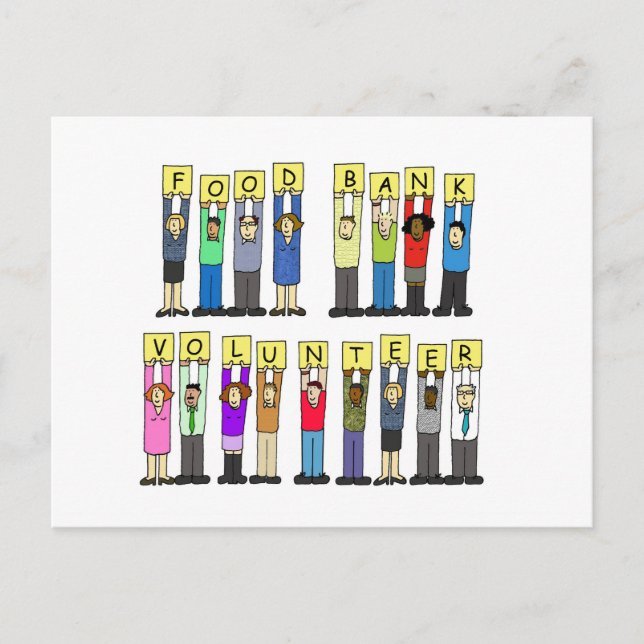 Food Bank Volunteer, Cartoon Group. Postkarte (Vorderseite)