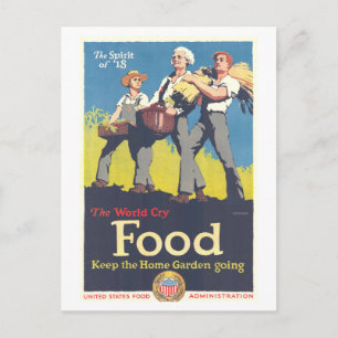 "Food: Behalt the Zuhause Garden Going" WWI Postka Postkarte