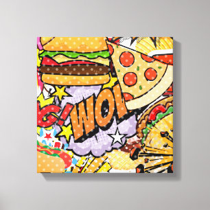 Food Cartoon Leinwanddruck