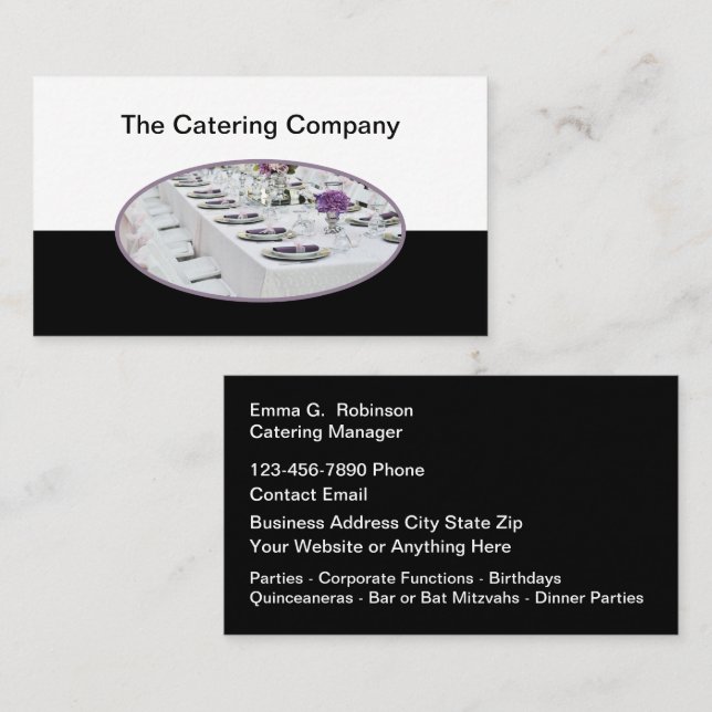 Food Catering Theme Business Cards Visitenkarte (Vorne/Hinten)