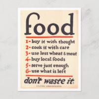 "Food: Don't Waste It" War Poster Postkarte