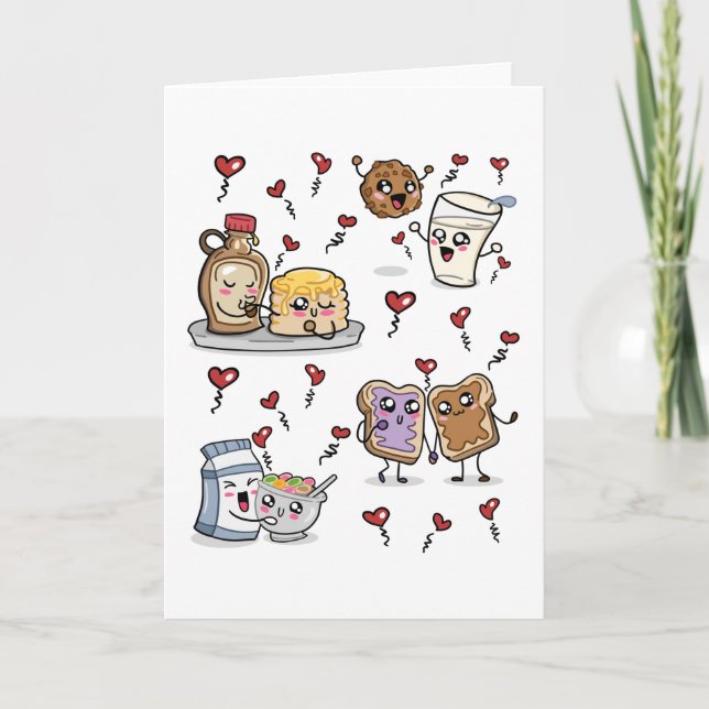 Food Drawings In Love Kawaii Karte (Vorderseite)
