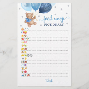 Food Emoji Pictionary Game Blue Silver Teddy Bär