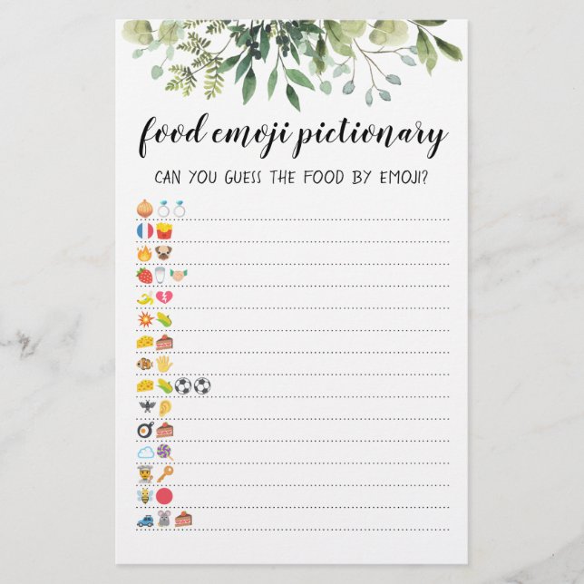 Food Emoji Pictionary game Quiz with Ansers (Vorderseite)