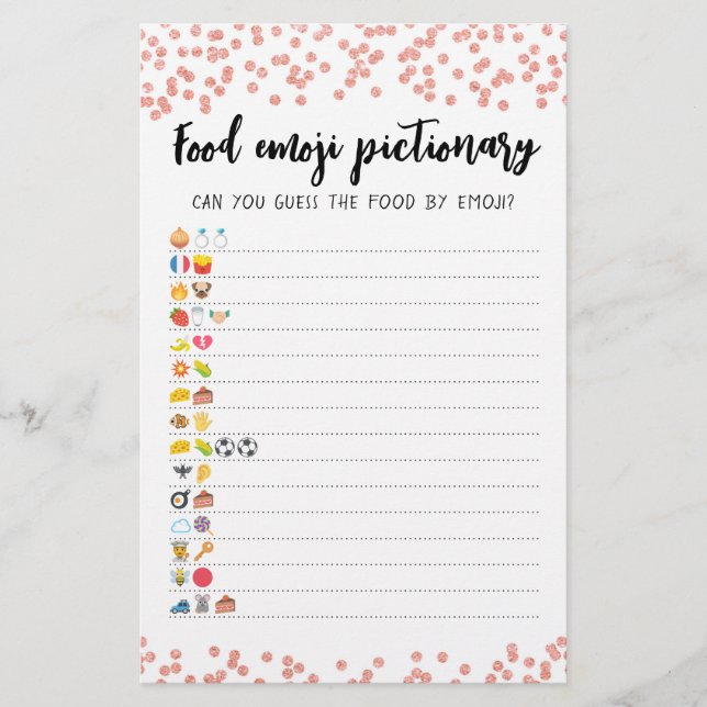 Food Emoji Pictionary game Quiz with Ansers (Vorderseite)