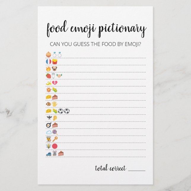 Food Emoji Pictionary game Quiz with Ansers (Vorderseite)