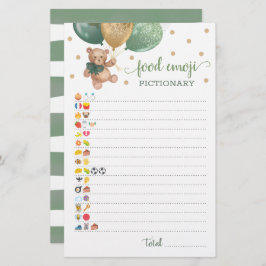 Food Emoji Pictionary game Sage Teddy Bear