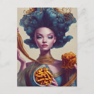 Food Fight Goddess Postcard Postkarte