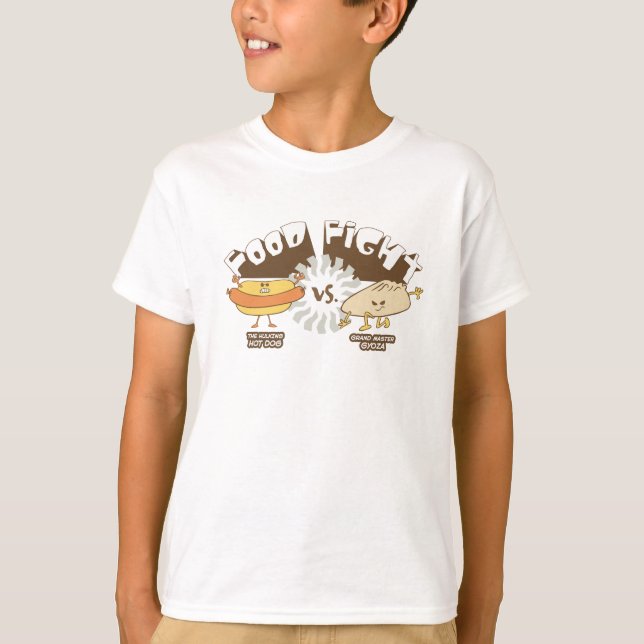Food Fight! Hotdog vs. Potsticker T-Shirt (Vorderseite)