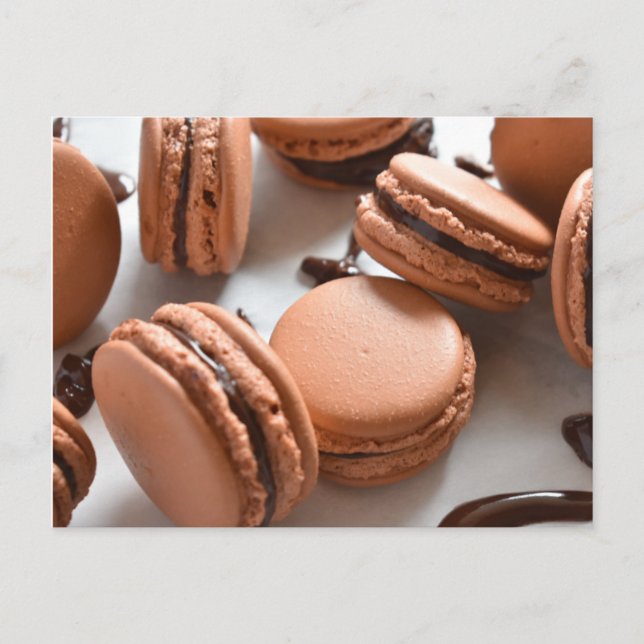 Food Fotografy Chocolate Macaron Französisch Kondi Postkarte (Vorderseite)
