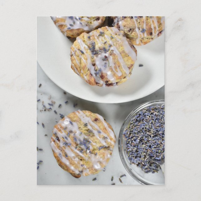 Food Fotografy Lavender Blueberry Scones Tea Postkarte (Vorderseite)