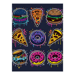 Food Frenzy: Graffiti Comfort Food Poster