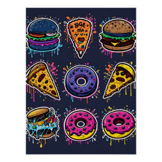 Food Frenzy: Graffiti Comfort Food Poster