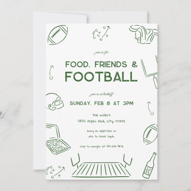 Food Friends Football Championship Watch Party  Einladung (Vorderseite)