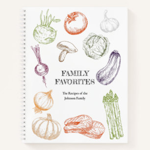 Food Illustration Personalisierte Familienrezeptbu Notizbuch