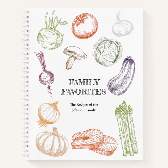 Food Illustration Personalisierte Familienrezeptbu Notizbuch (Vorderseite)