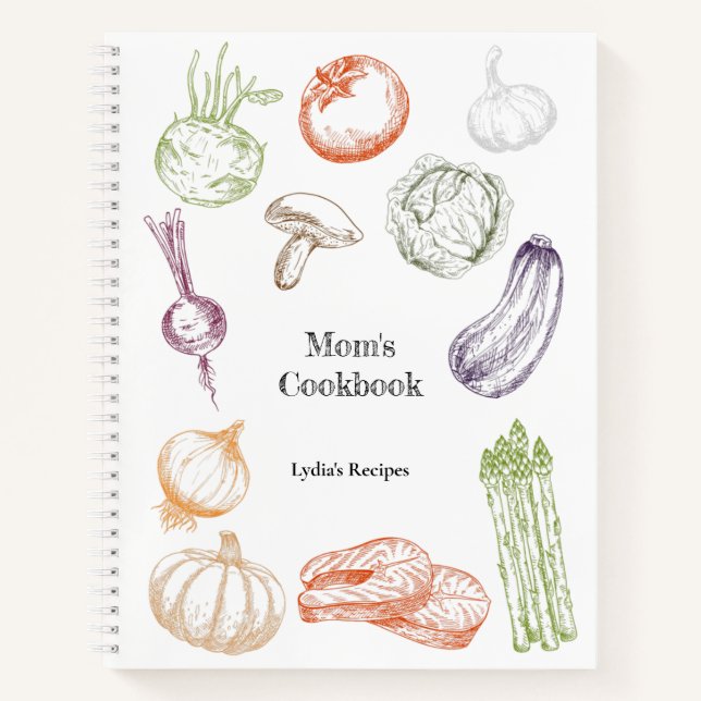 Food Illustration Personalisierte Mama Rezept Buch (Vorderseite)