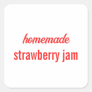 Food Label Canning Jar Strawberry Jam Sauce Bäcker Quadratischer Aufkleber