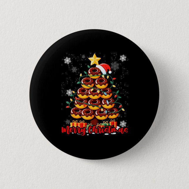 Food Lover Xmas Matching Santa Donuts Christmas Tr Button (Vorderseite)