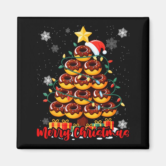 Food Lover Xmas Matching Santa Donuts Christmas Tr Magnet (Vorne)