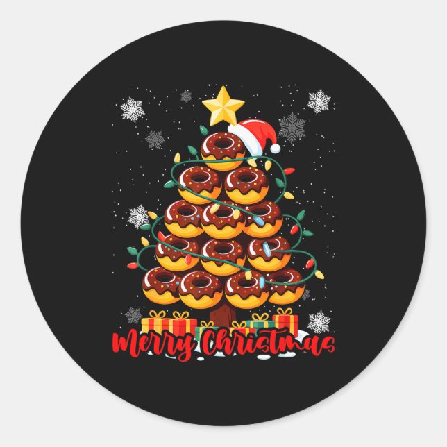Food Lover Xmas Matching Santa Donuts Christmas Tr Runder Aufkleber (Vorderseite)